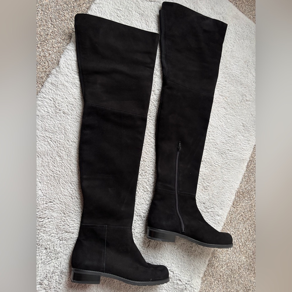 Stuart Weitzman Elegant Suede Black Over-the-Knee Women's Boots